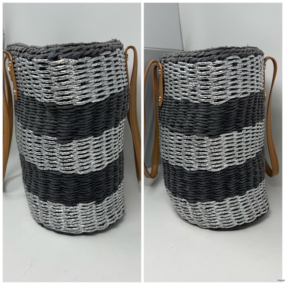 Tory Burch Stripe Straw Basket Tote - Picture 3 of 14